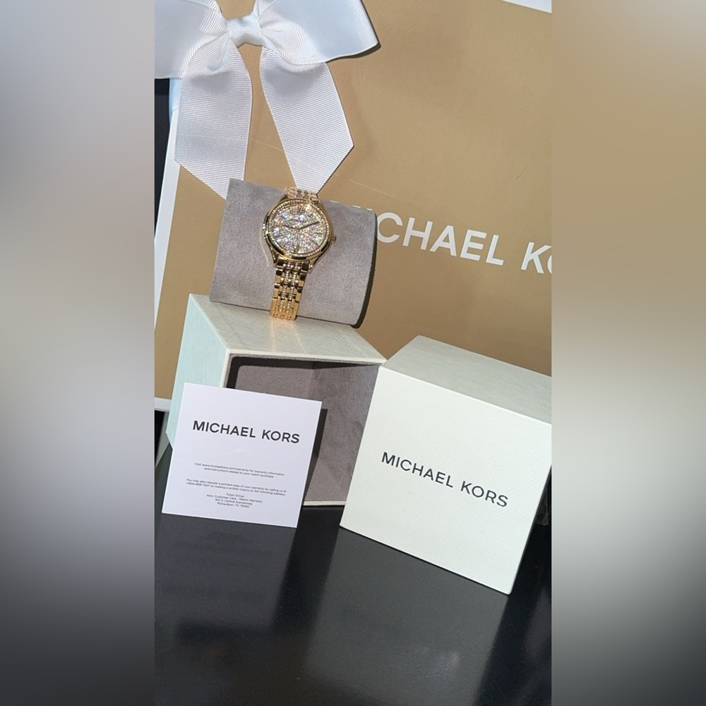 Michael Kors Rose Gold Tone Crystal Glitz Watch